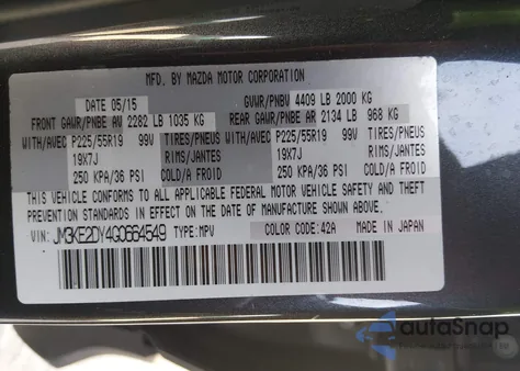 2016 Mazda Cx-5 Grand Touring z USA, uszkodzony, nr VIN JM3KE2DY4G0664549